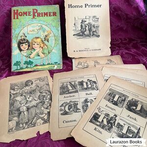 Circa early 1900's Victorian Home Primer Ephemera Lot, Engraved Illustrations